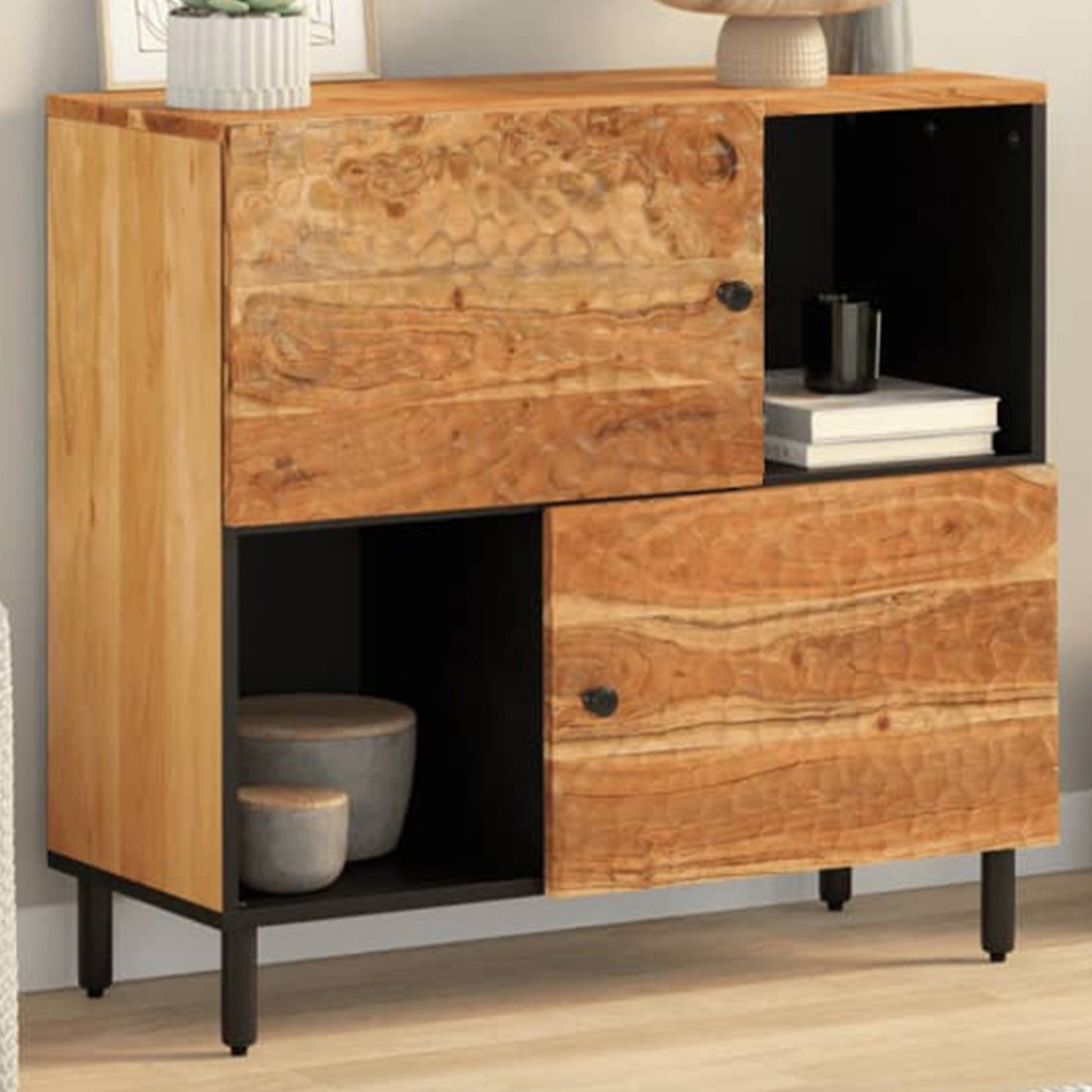 vidaXL 2 Door Solid Acacia Wood Side Cabinet Image 1