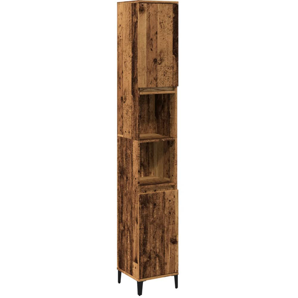vidaXL 2 Door 2 Shelf Old Wood Bathroom Cabinet Image 2