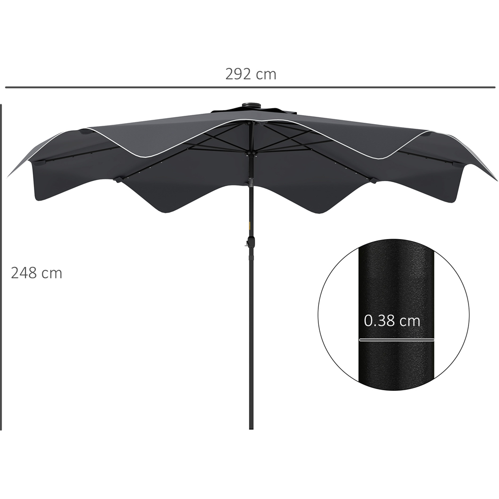 Outsunny Dark Grey Solar LED Crank and Tilt Parasol 3m Image 7
