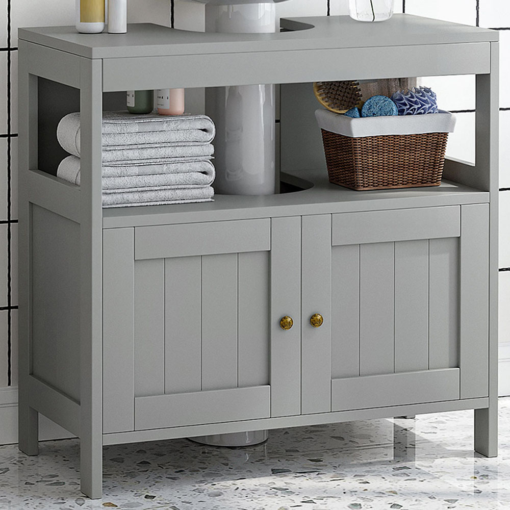 Portland 2 Door Light Grey Under Sink Cabinet Image 1