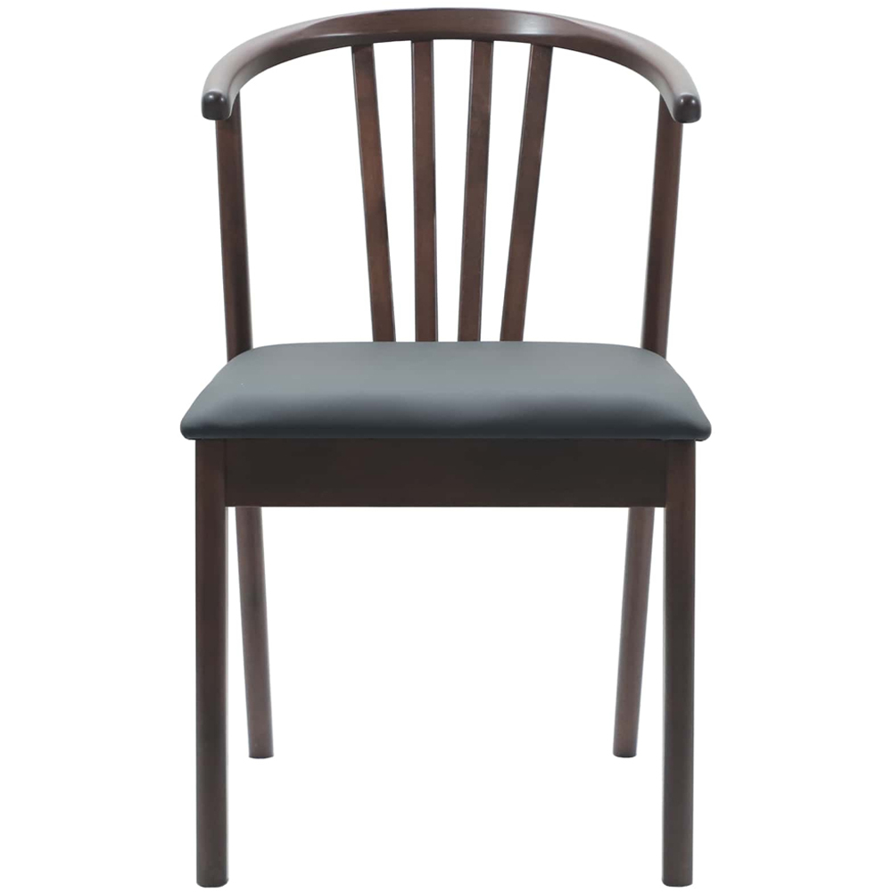 vidaXL Set of 2 Light Brown and Black Rubberwood Vintage Dining Chairs Image 3