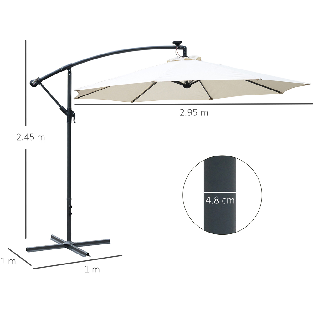 Outsunny Off White Solar LED Crank Handle Cantilever Banana Parasol 3m Image 7