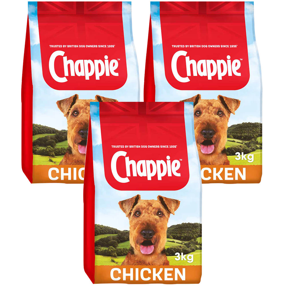 Chappie Chicken and Whole Grain Cereal Complete Dry Dog Food Case of 3 x 3kg Image 1