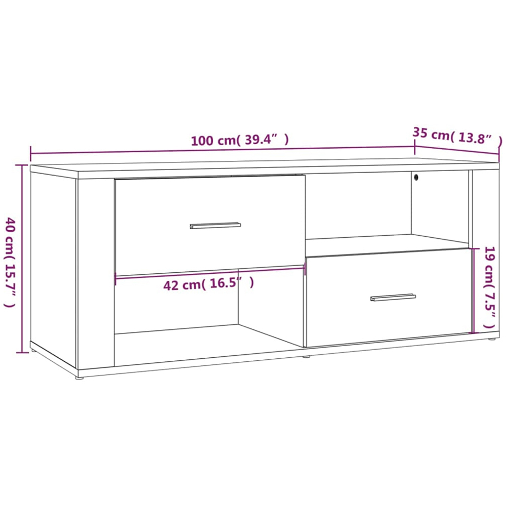 vidaXL 2 Drawer 2 Shelf Sonoma Oak TV Cabinet Image 9
