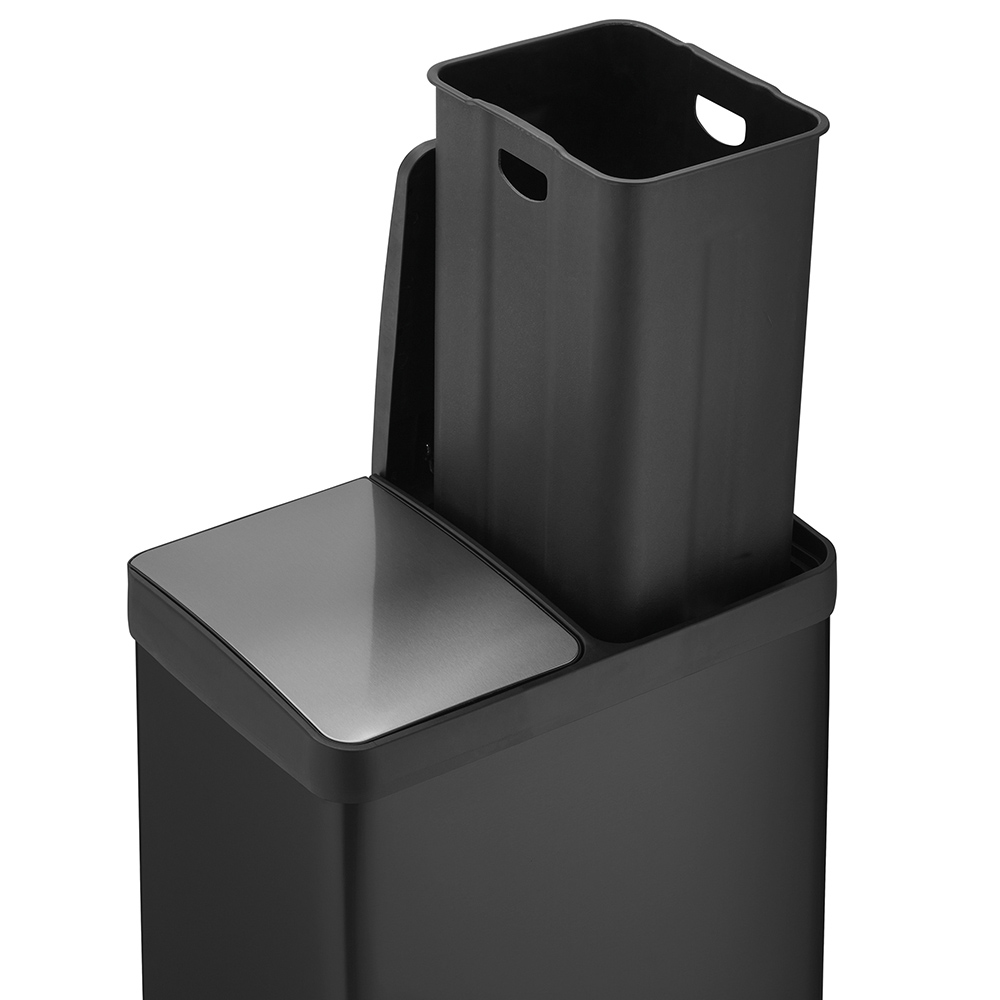 Cooks Professional Dual Recycle Black Kitchen Pedal Bin 60L Image 5