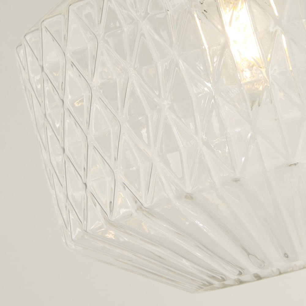 Lighting Collection Clear Glass Carved Grooves Pendant Shade Image 4