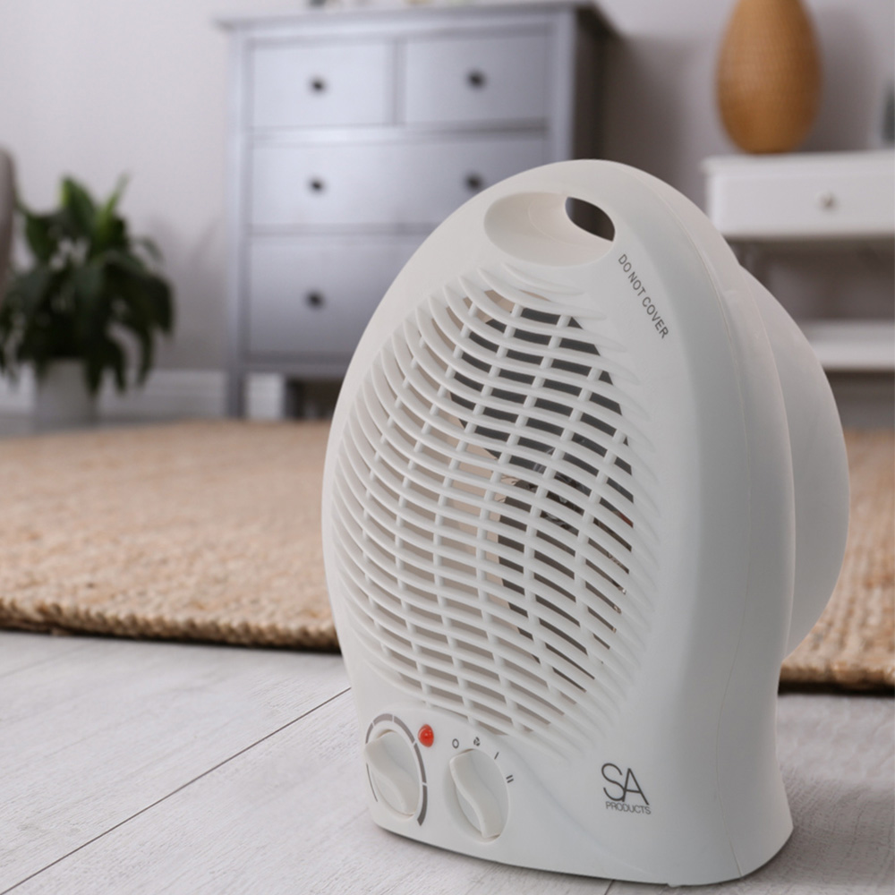 White Upright Portable Heater with 2 Heat Settings Image 3