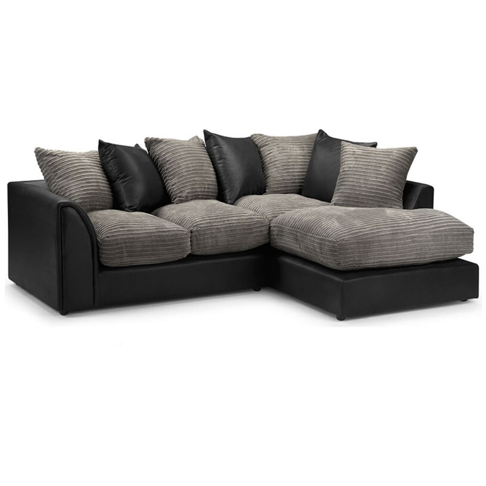 Portland Sturridge Modern 3 Seater Charcoal Chenille and Faux Leather Right Hand Corner Sofa Image 2