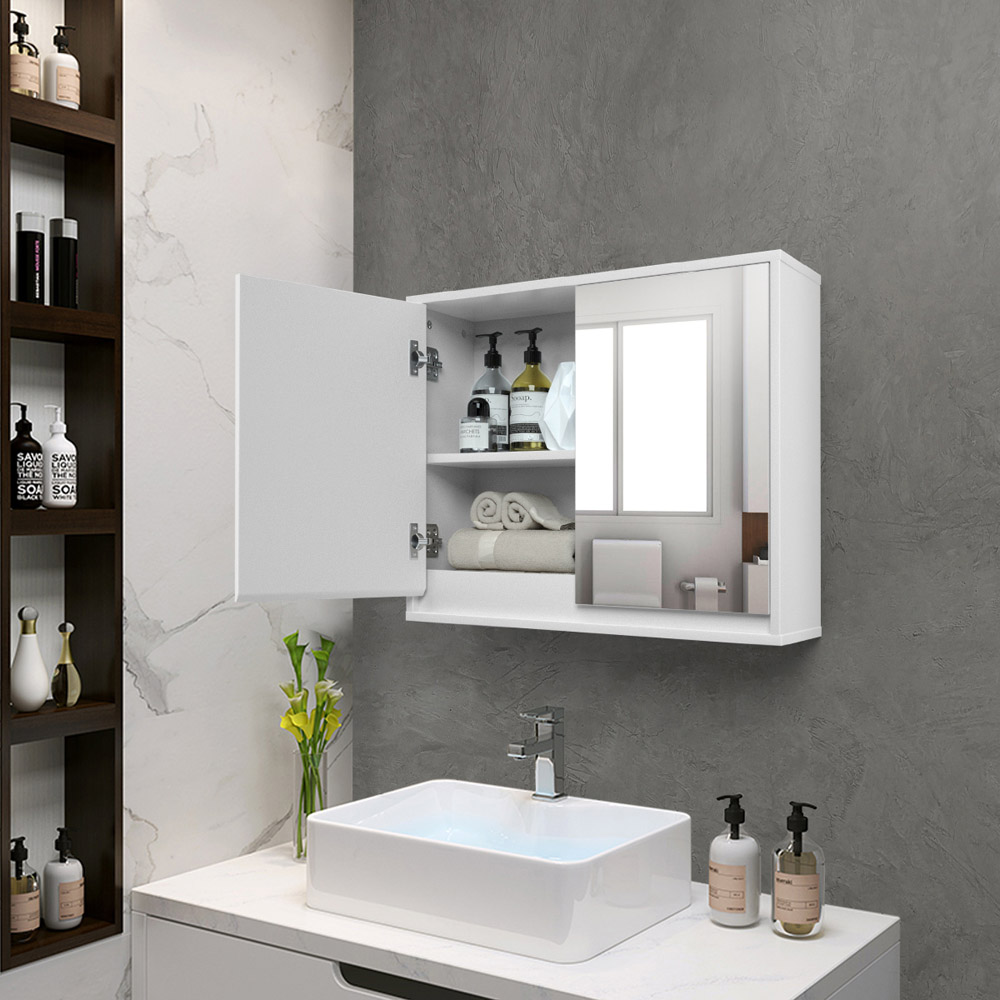 Costway 2 Shelf Double Mirrored Door Cabinet Image 4