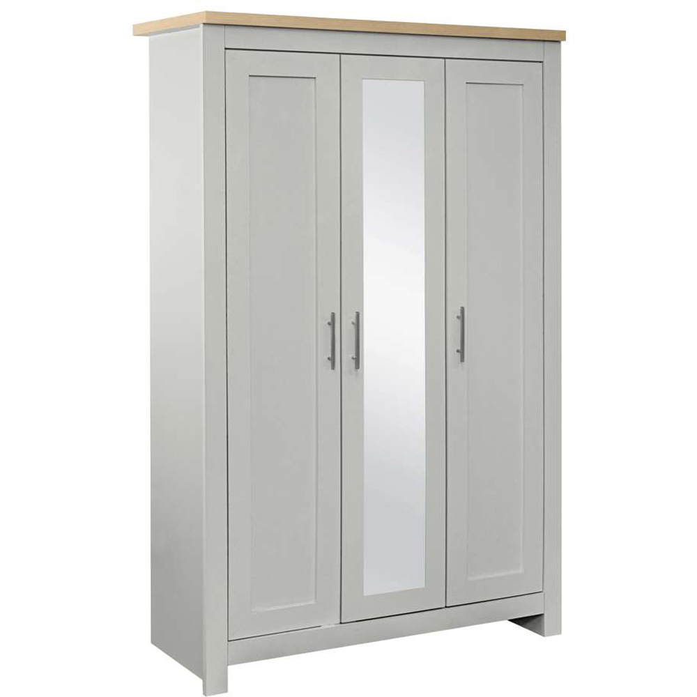 Birlea Highgate 3 Door Grey and Oak Mirrored Wardrobe Image 2