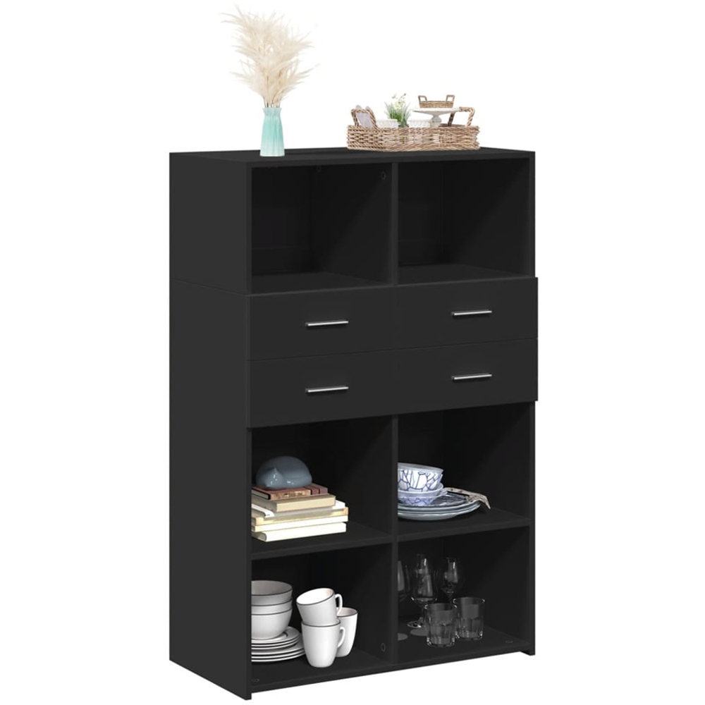 vidaXL 2 Drawer 6 Shelf Black Highboard Image 3