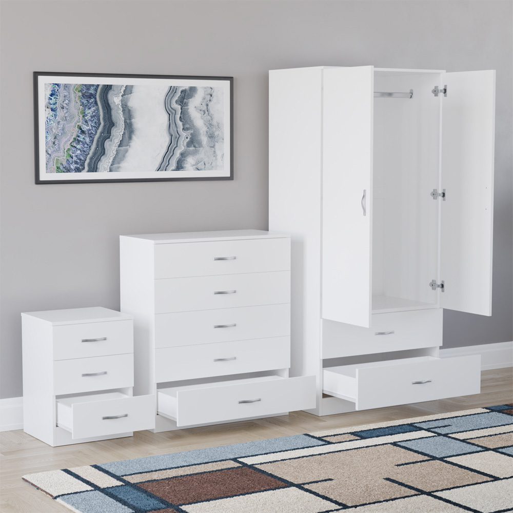 VIDA DESIGNS Riano White 3 Piece Bedroom Furniture Set Image 4