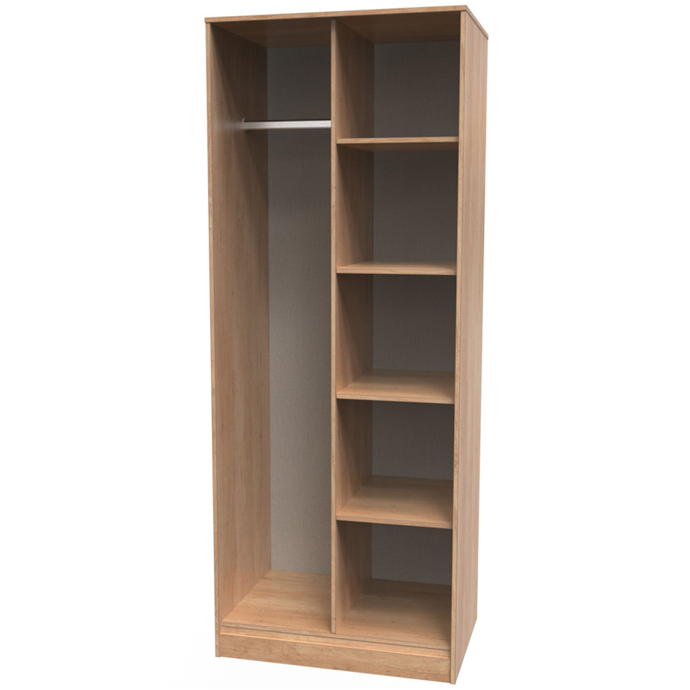 Crowndale Hong Kong 5 Shelf Nebraska Oak Tall Open Wardrobe Ready Assembled Image 2