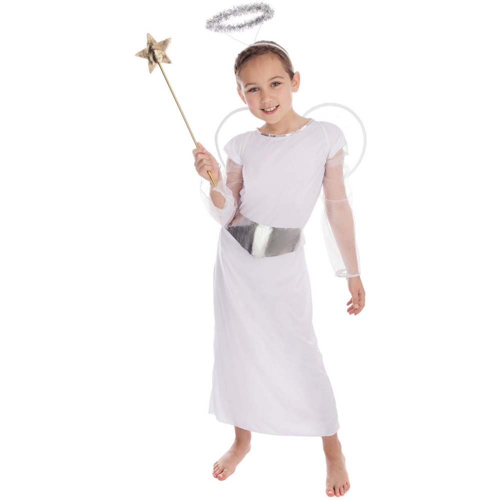 Bristol Novelty Kids Christmas Angel Costume Large White and Silver Image
