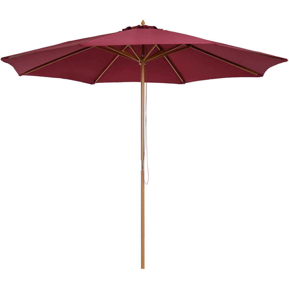 Outsunny Wine Red Fir Wooden Parasol 3m Image