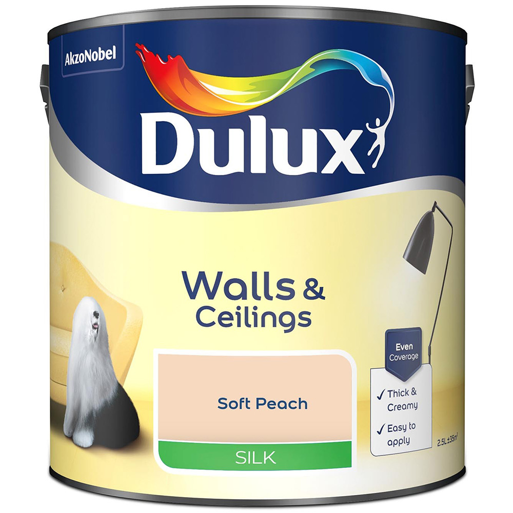 Dulux Walls & Ceilings Soft Peach Silk Emulsion Paint 2.5L Image 2