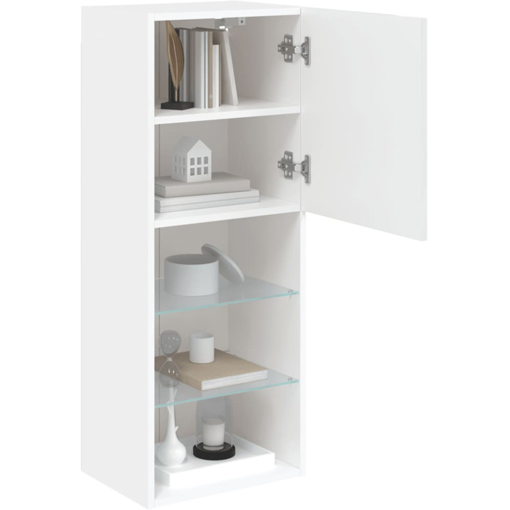 vidaXL Single Door 3 Shelf Tall TV Cabinet with LED Lights Image 4