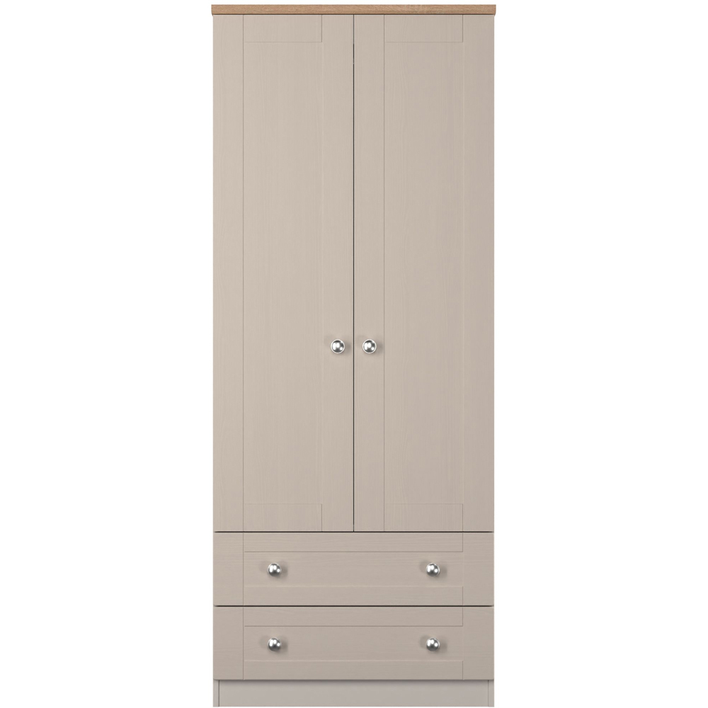 Crowndale Sussex 2 Door 2 Drawer Kashmir Ash and Bardolino Oak Tall Wardrobe Ready Assembled Image 2