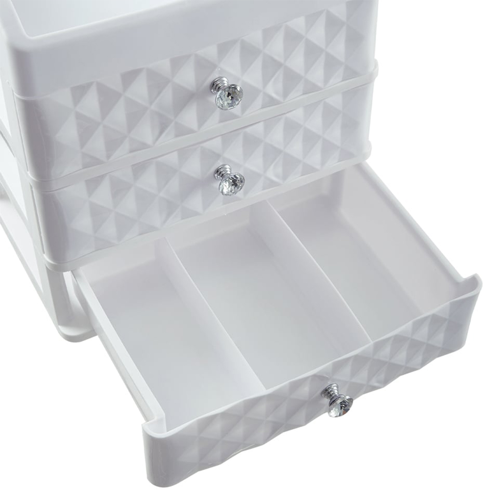 Living and Home 3 Drawer White Plastic Makeup Organize Image 4