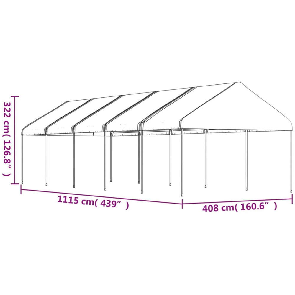 vidaXL 3.22 x 11.15m White Gazebo with Roof Image 5