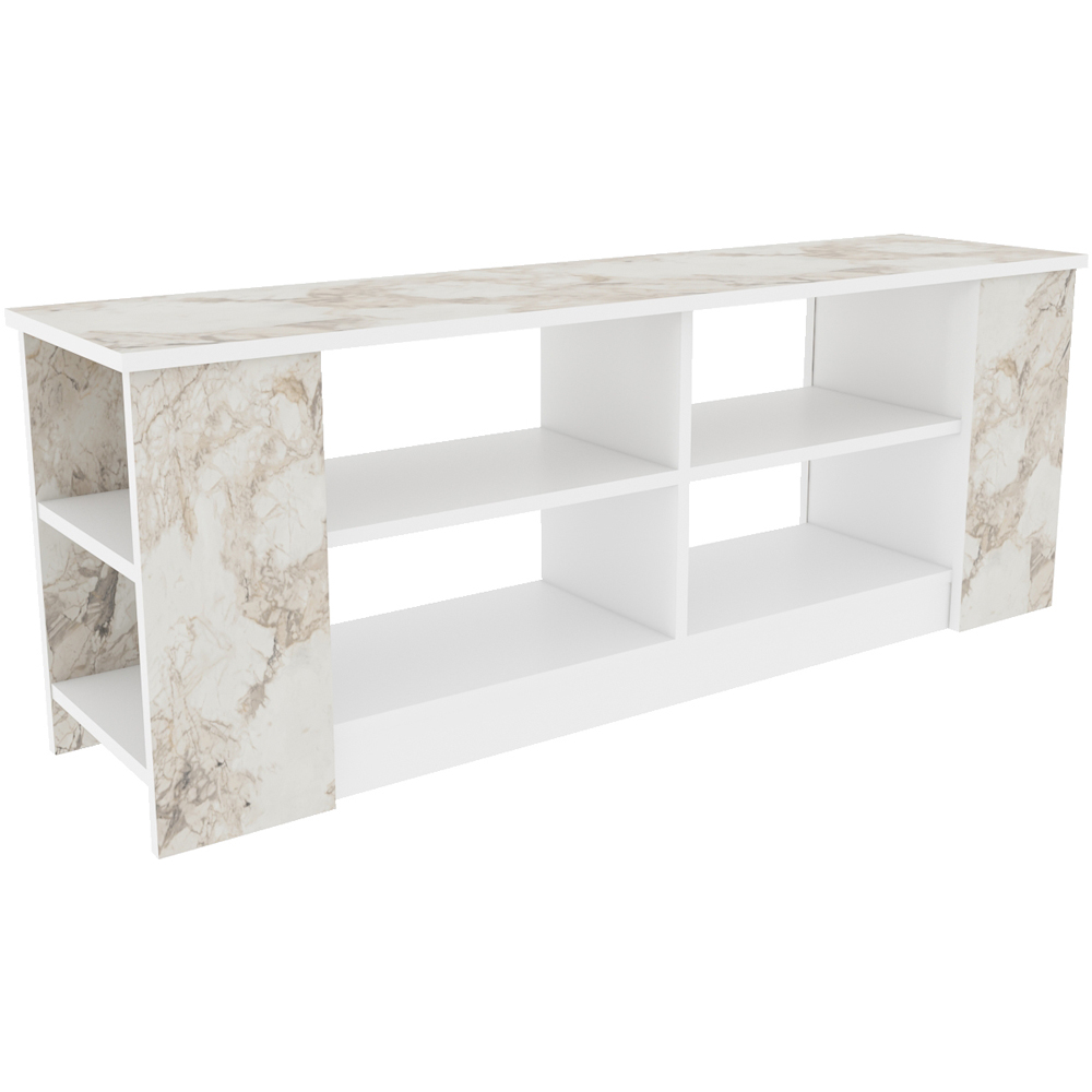 Decorotika Space 8 Shelf White Marble Effect TV Unit Image 2