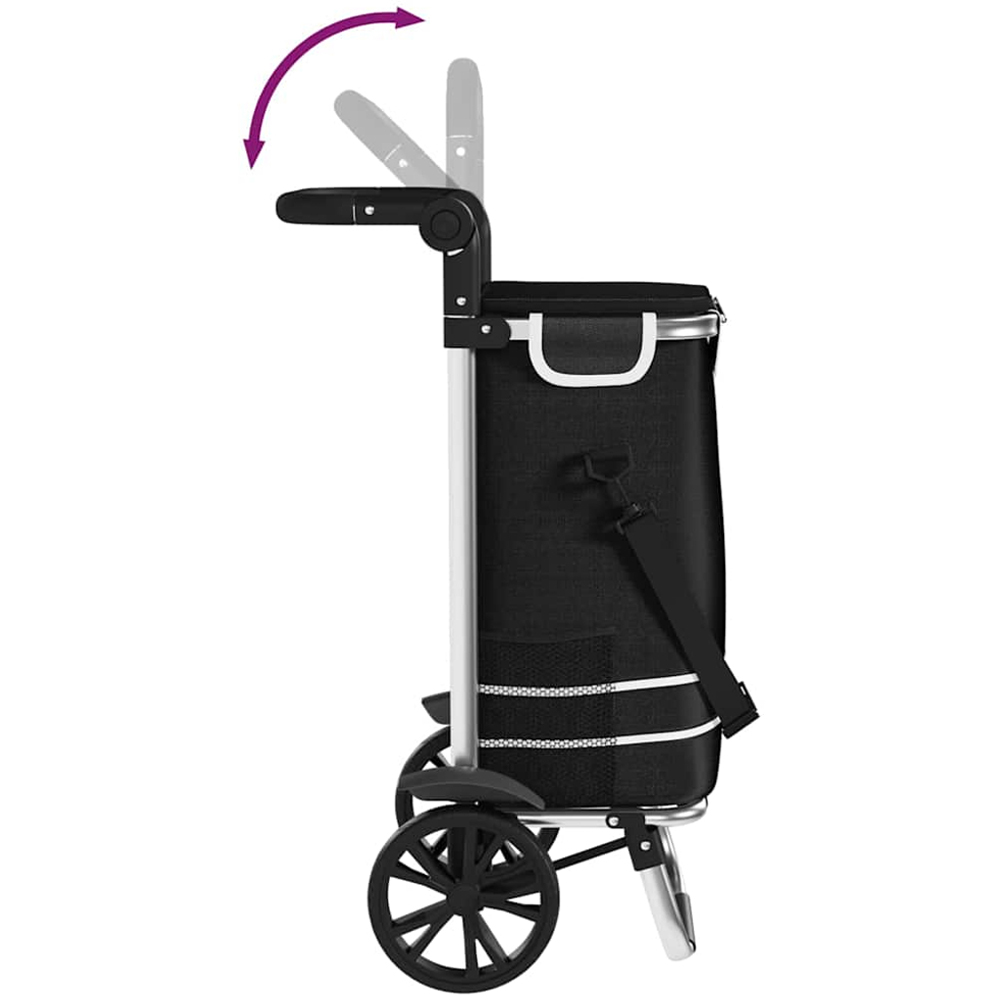 vidaXL 36.5 x 46.5 x 100.5cm Black Foldable Shopping Trolley Image 7