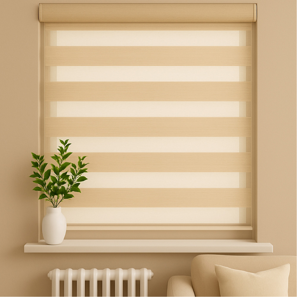 New Edge Blinds Natural Day and Night Zebra Roller Blind 135cm Image 5