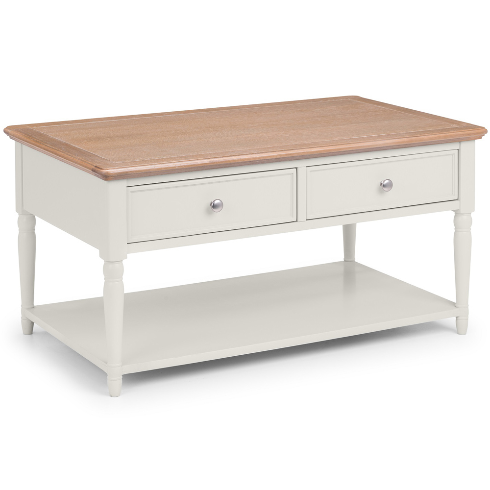 Julian Bowen Provence 2 Drawer Grey and Limed Oak Coffee Table Image 2