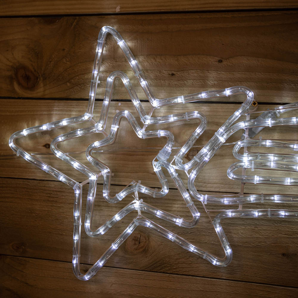 Samuel Alexander White LED Hanging Christmas Star Rope Light 118 x 46cm Image 3