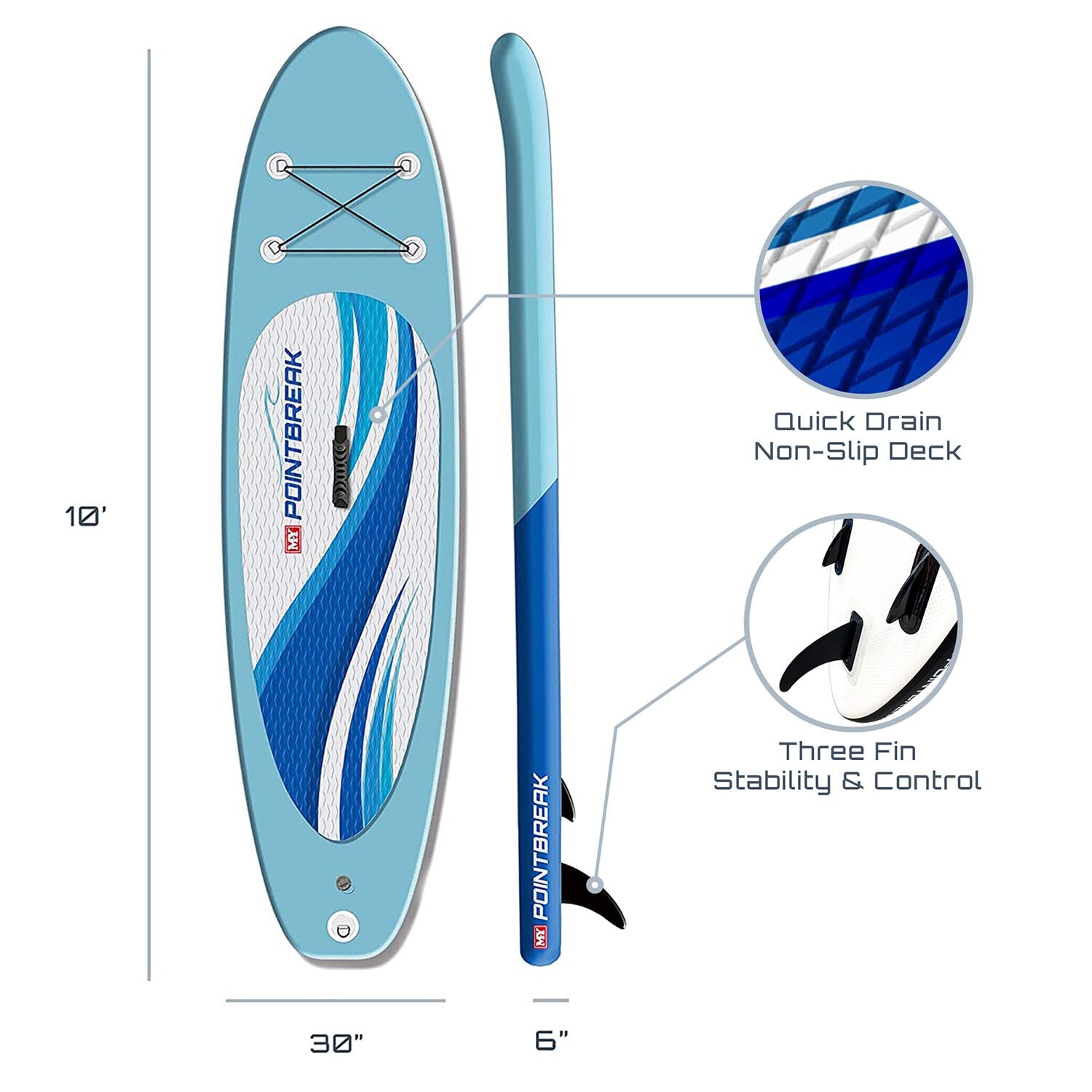 M.Y Stand Up Paddleboard Set 10' Blue Image 7