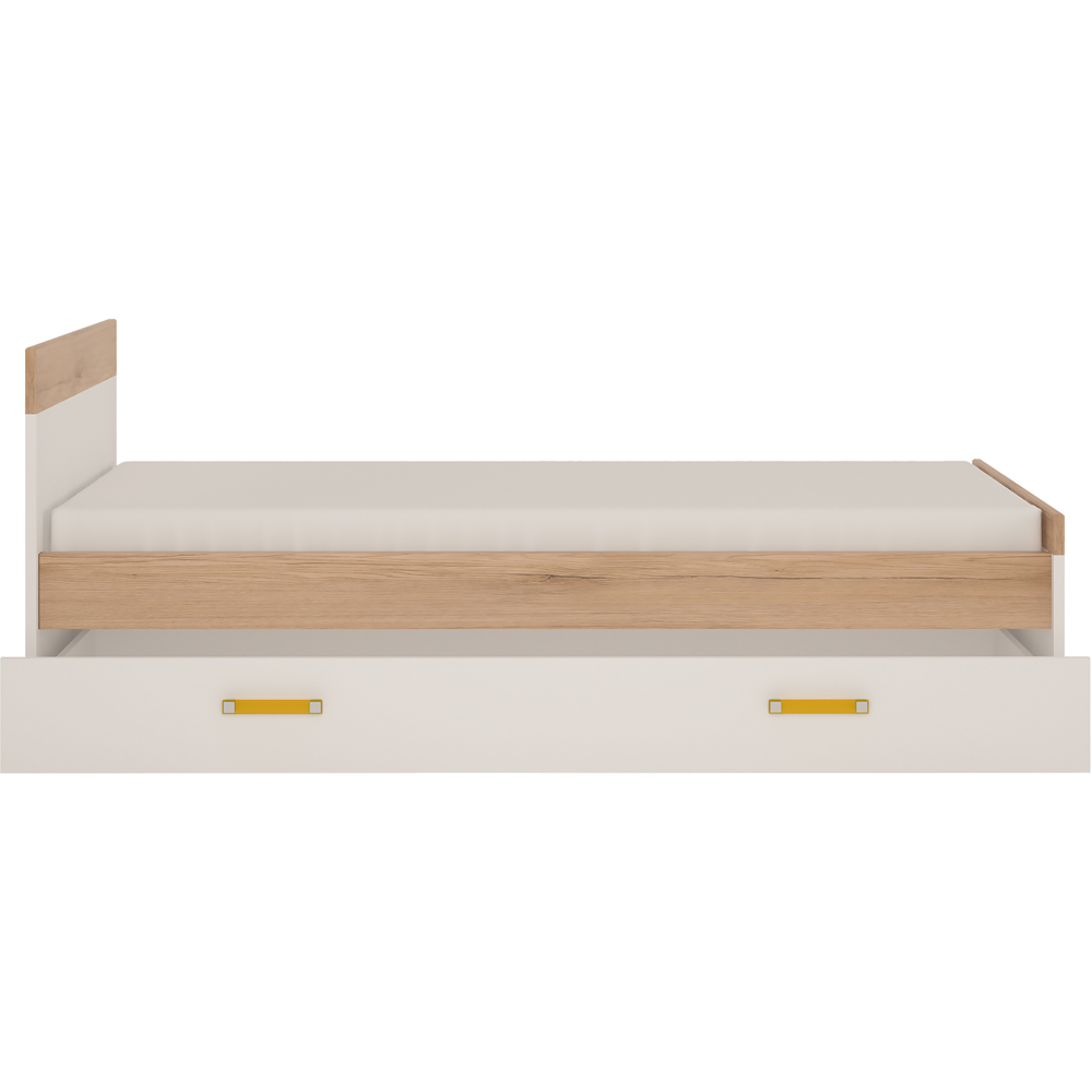 Florence 4KIDS Single Oak and White Storage Bed Frame with Orange Handles Image 3