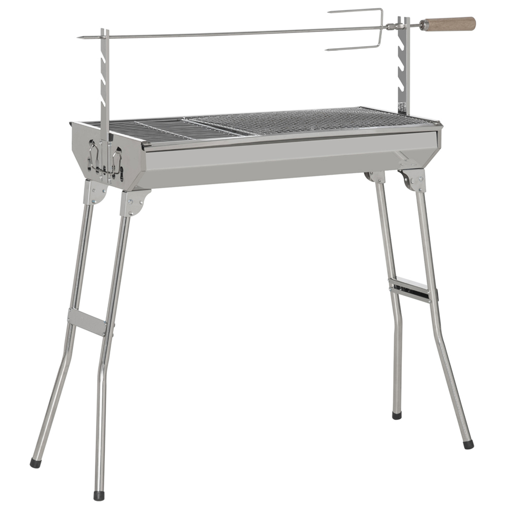 Outsunny Silver Charcoal BBQ Rotisseries Grill Image 1