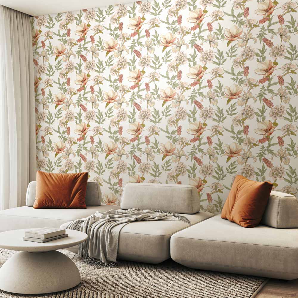 Hoopla Walls Orchid Bloom Sage and Hazel Non Woven Wallpaper Image 2