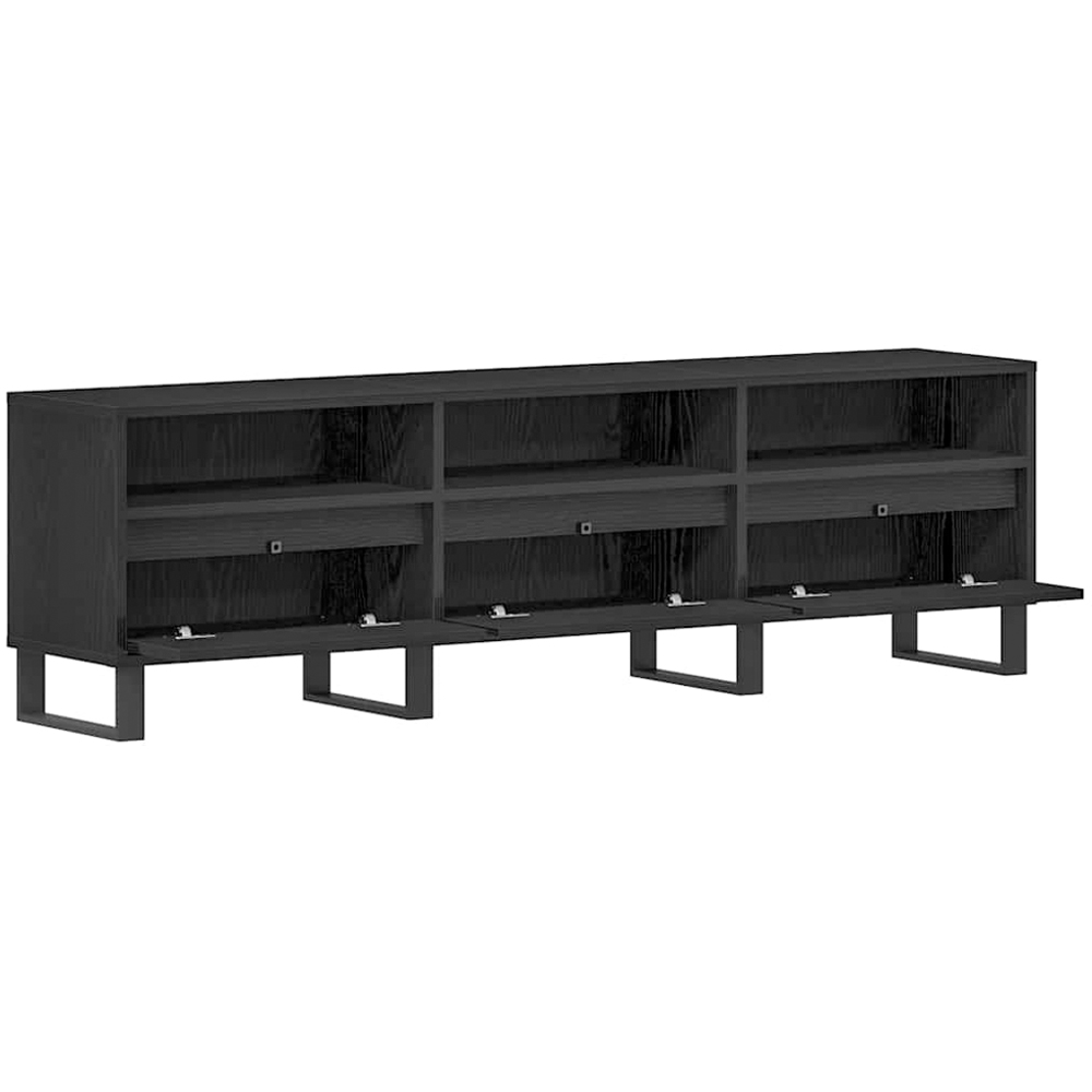 vidaXL 3 Door 3 Shelf Black Oak TV Stand Image 5