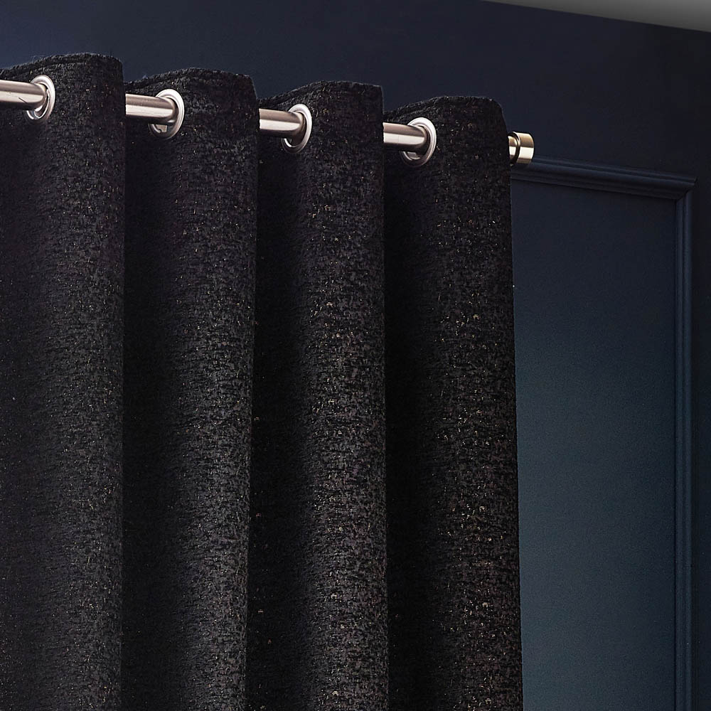 Paoletti Galaxy Black Chenille Eyelet Curtain 183 x 229cm Image 3