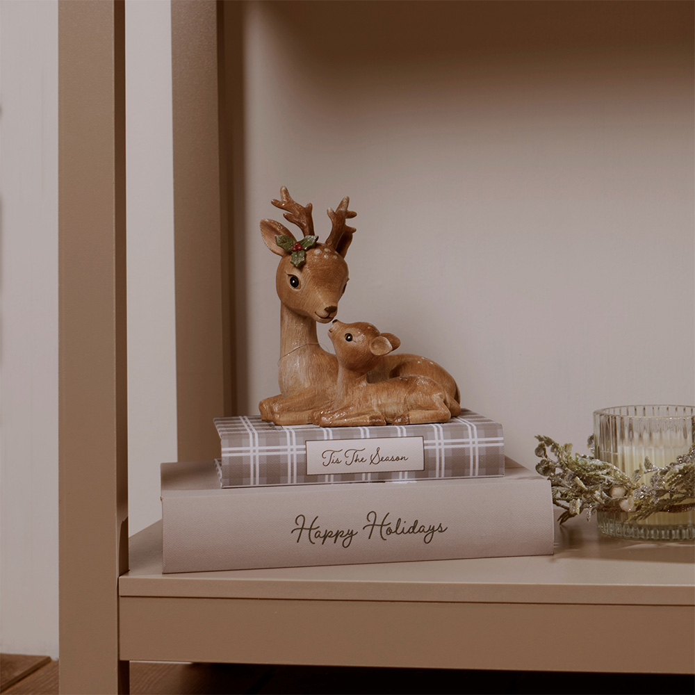 Mother and Baby Reindeer Ornament Brown Image 2