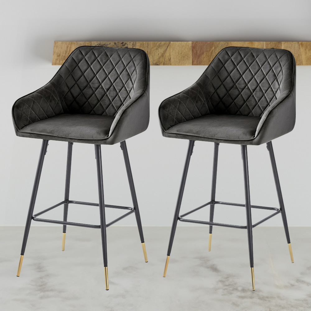 Baumhaus Gunmetal Grey Bar Stool Set of 2 Image 1