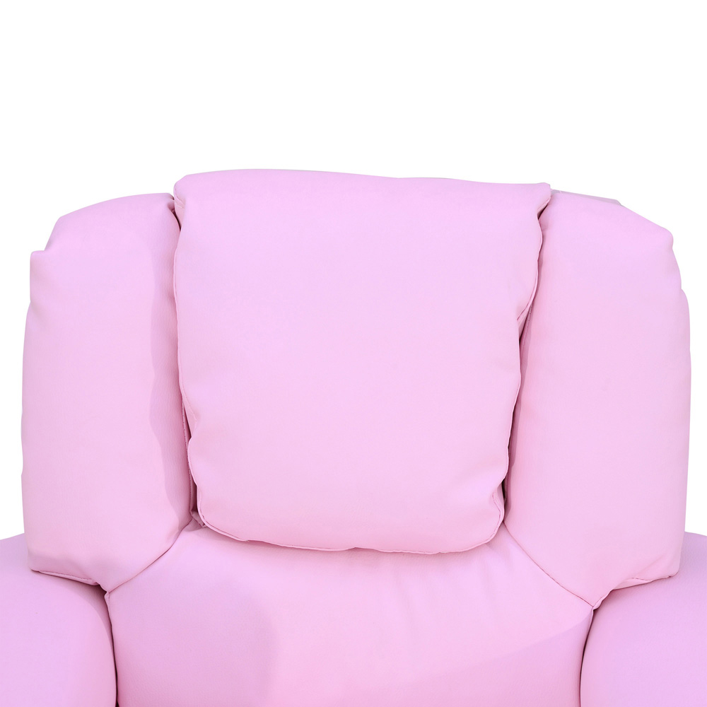 HOMCOM Kids Single Seat Pink Sofa with Cup Holder Image 5