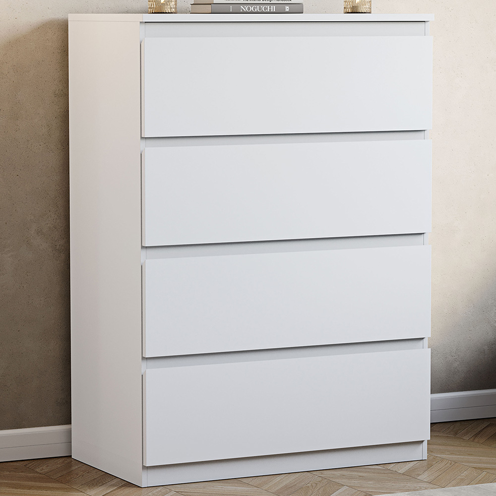 VIDA DESIGNS Denver 4 Drawer White Chest of Drawers Image 1
