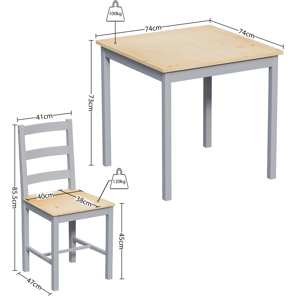 Vida Designs Yorkshire 2 Seater Dining Set Grey and Pine Image 9
