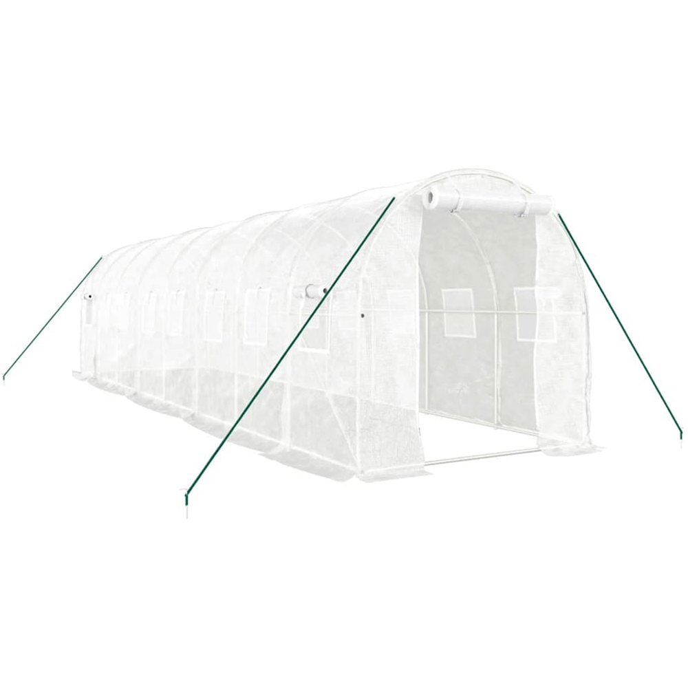 vidaXL White Polyethylene Galvanised Steel Frame 26.2 x 6.5ft Greenhouse Image 1