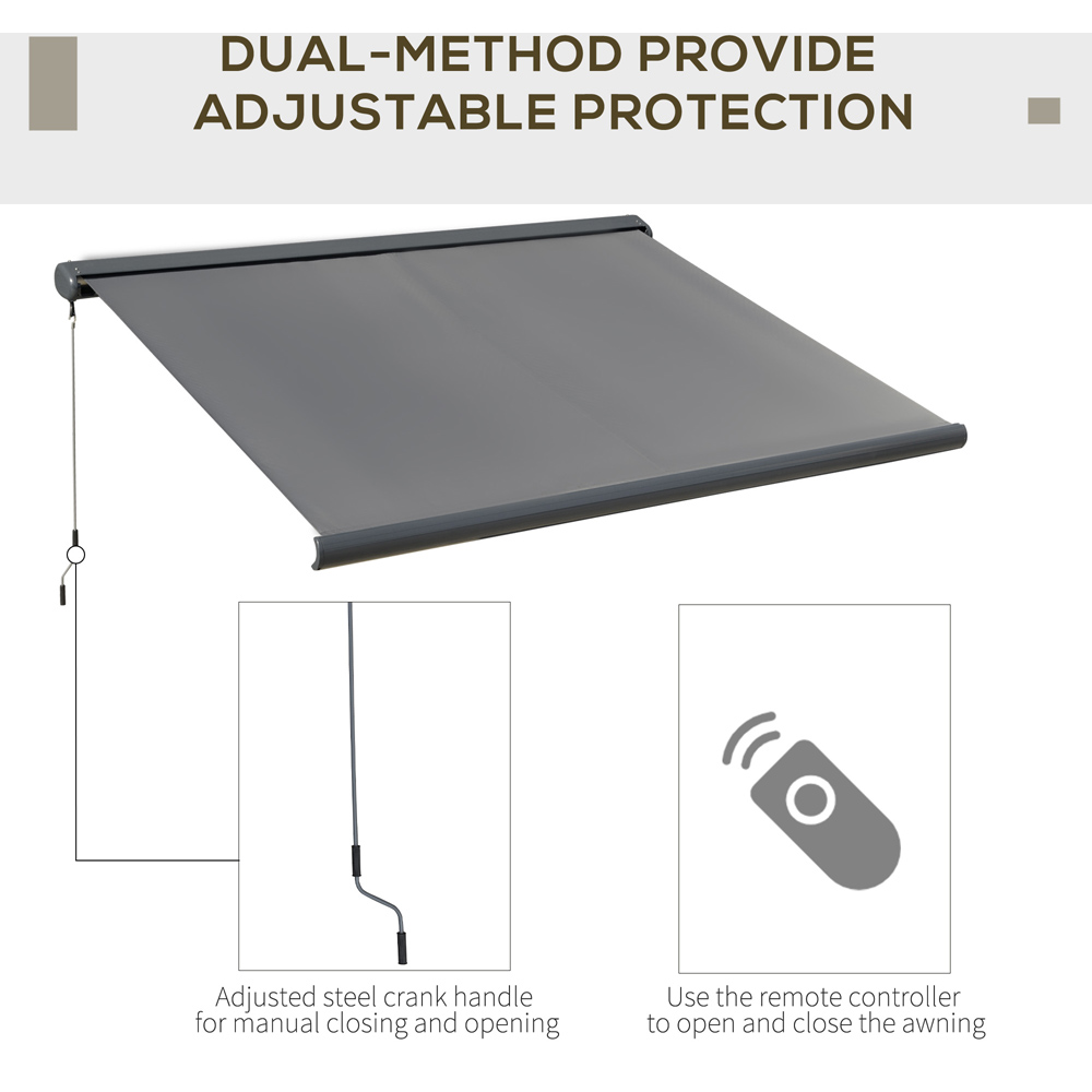 Outsunny Grey Dual Method Retractable Awning with Remote 3 x 2.5m Image 4