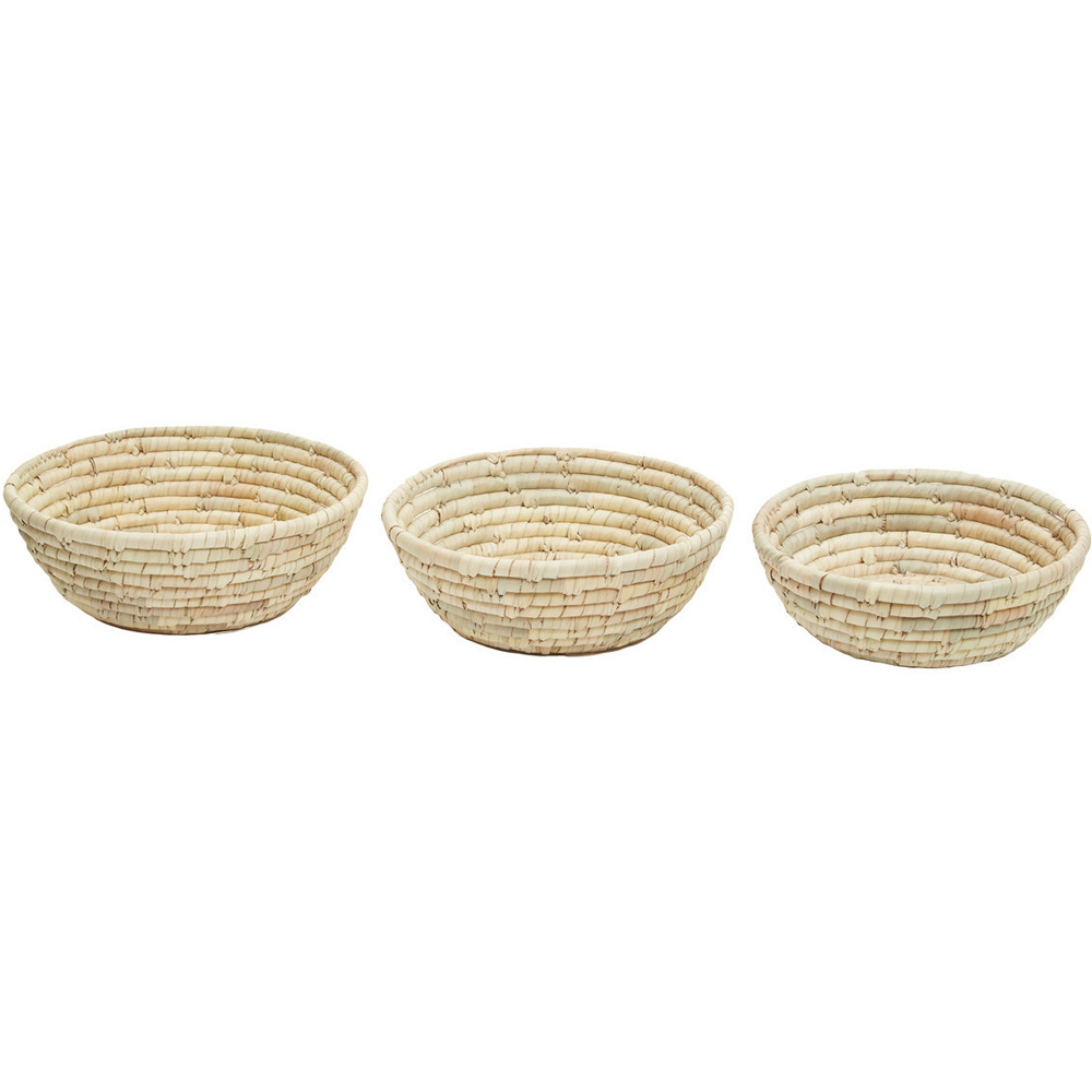 Premier Housewares Natural Round Palm Leaf Basket Set of 3 Image 1