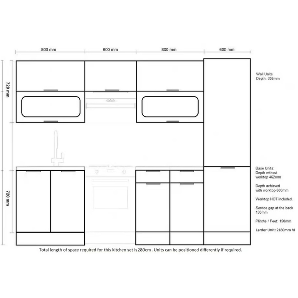 Impact Furniture Star Light Grey Gloss Star Kitchen Cabinet Set of 7 Image 3