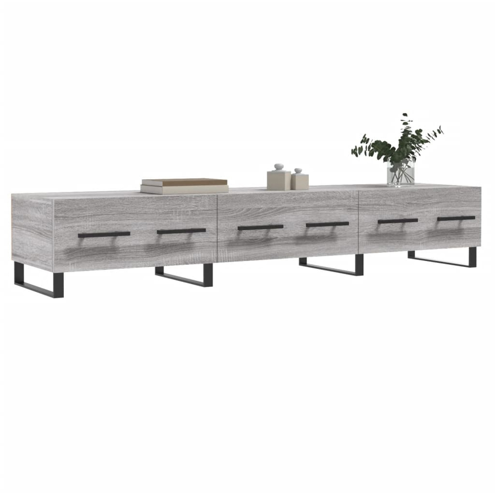 vidaXL 3 Drawer Grey Sonoma Wide TV Cabinet Image 3