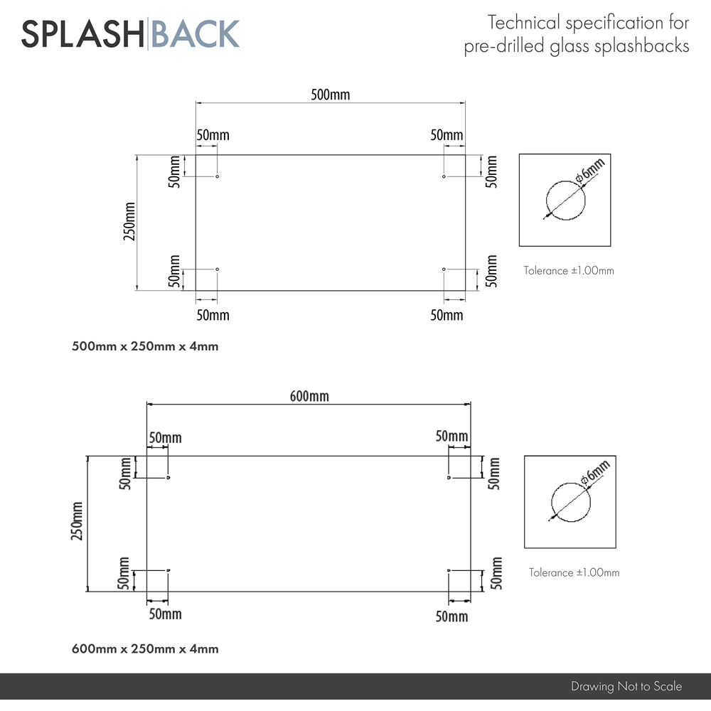 Clear Glass Bathroom Splashback with Brushed Brass Caps 500 x 250 x 4mm Image 7
