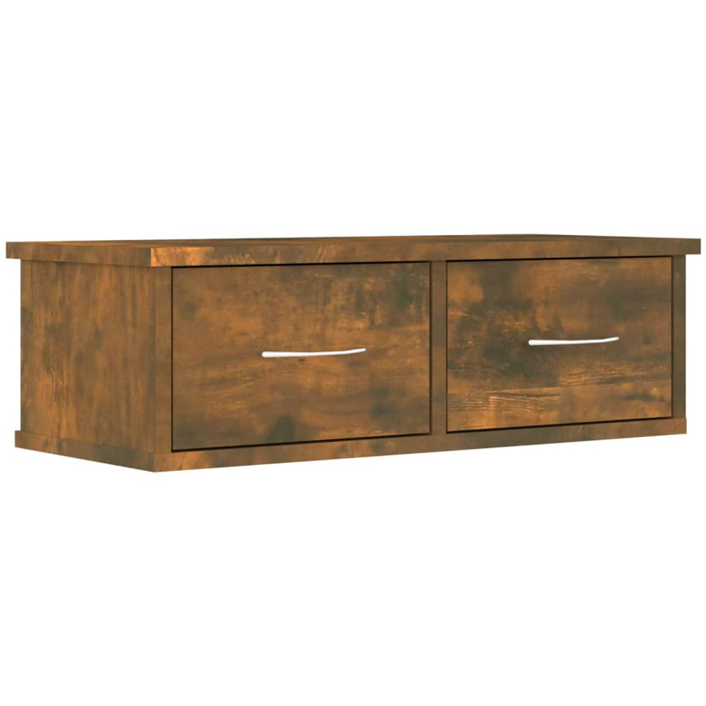 vidaXL 2 Drawer Smoked Oak Wall Cabinet Image 2