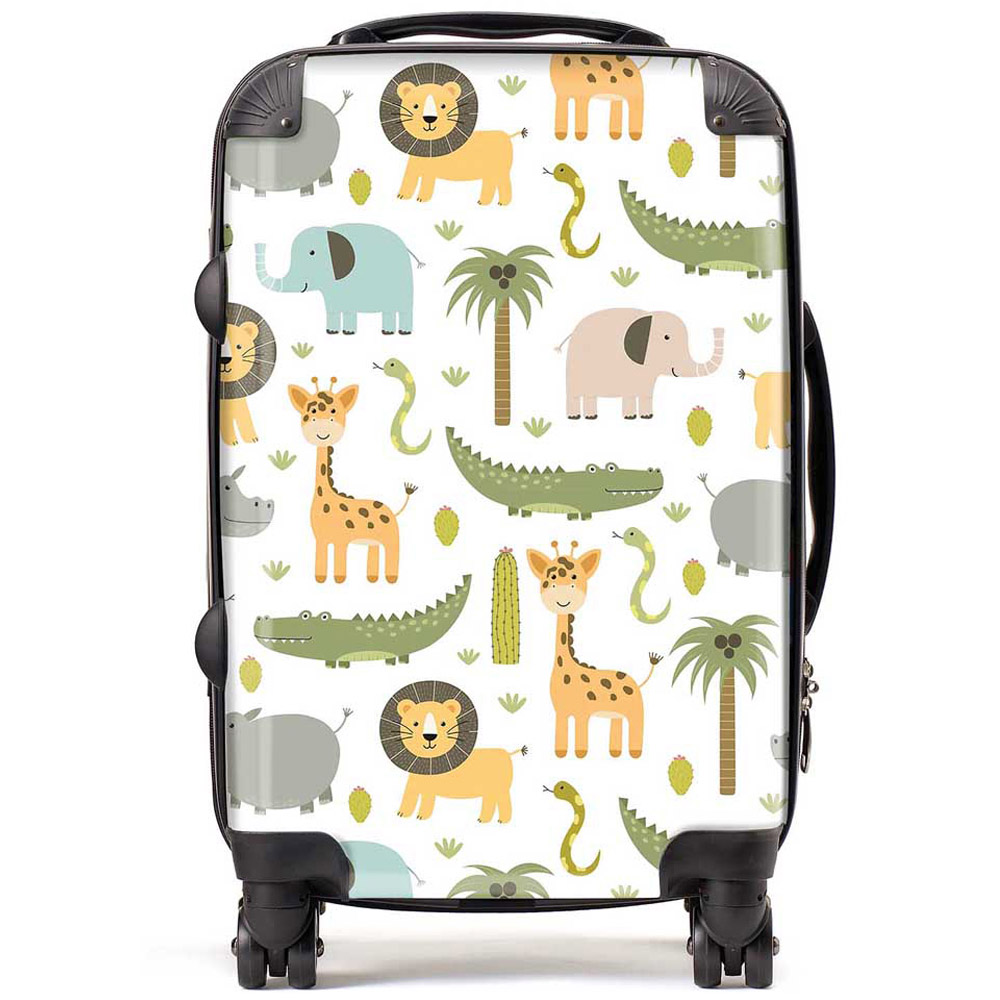 Warren Reed Designer Cabin Cute Safari Animals Suitcase Image 1