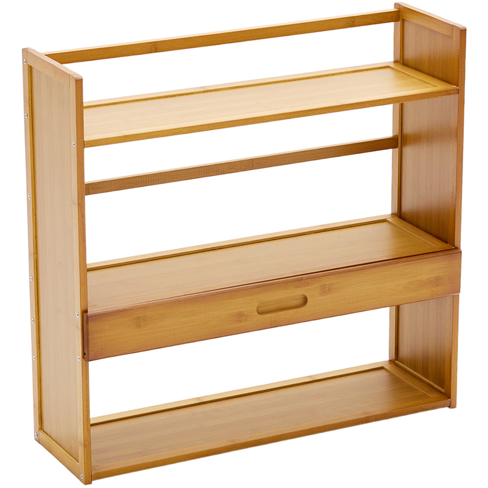 Living and Home Single Drawer 3 Shelf Natural Bamboo Desktop Bookshelf ...