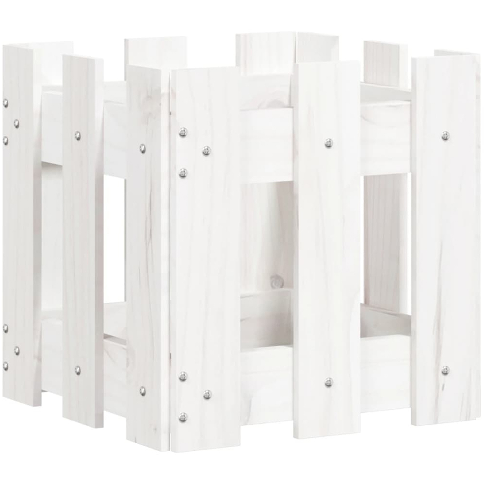 vidaXL White Solid Pine Wood Square Garden Planter 30cm Image 4